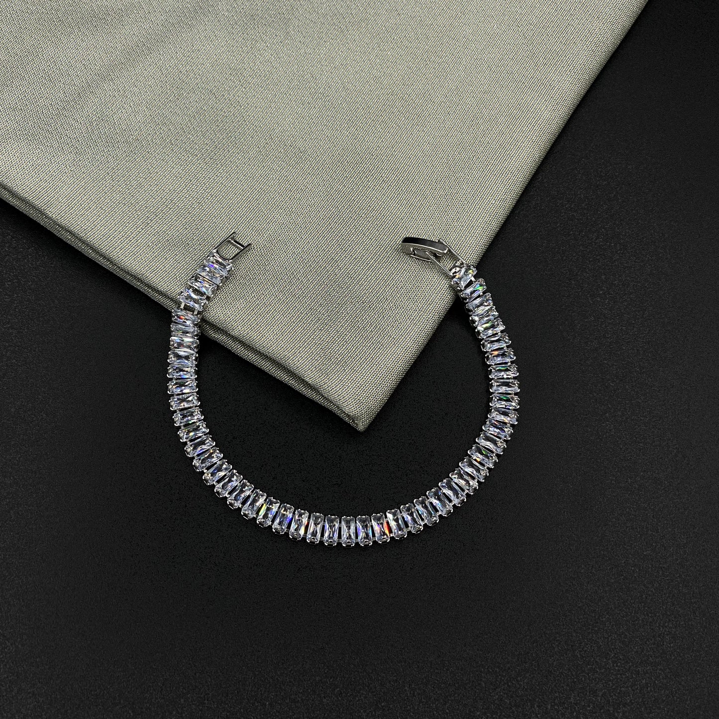 Baguette Silver Tennis Bracelet