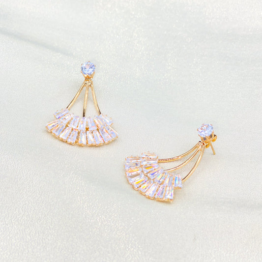 Golden Double Sided Crystal Earrings