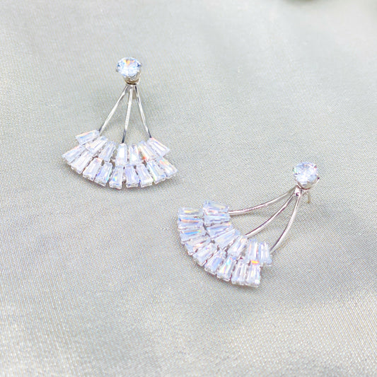 Silver Double Sided Crystal Earrings
