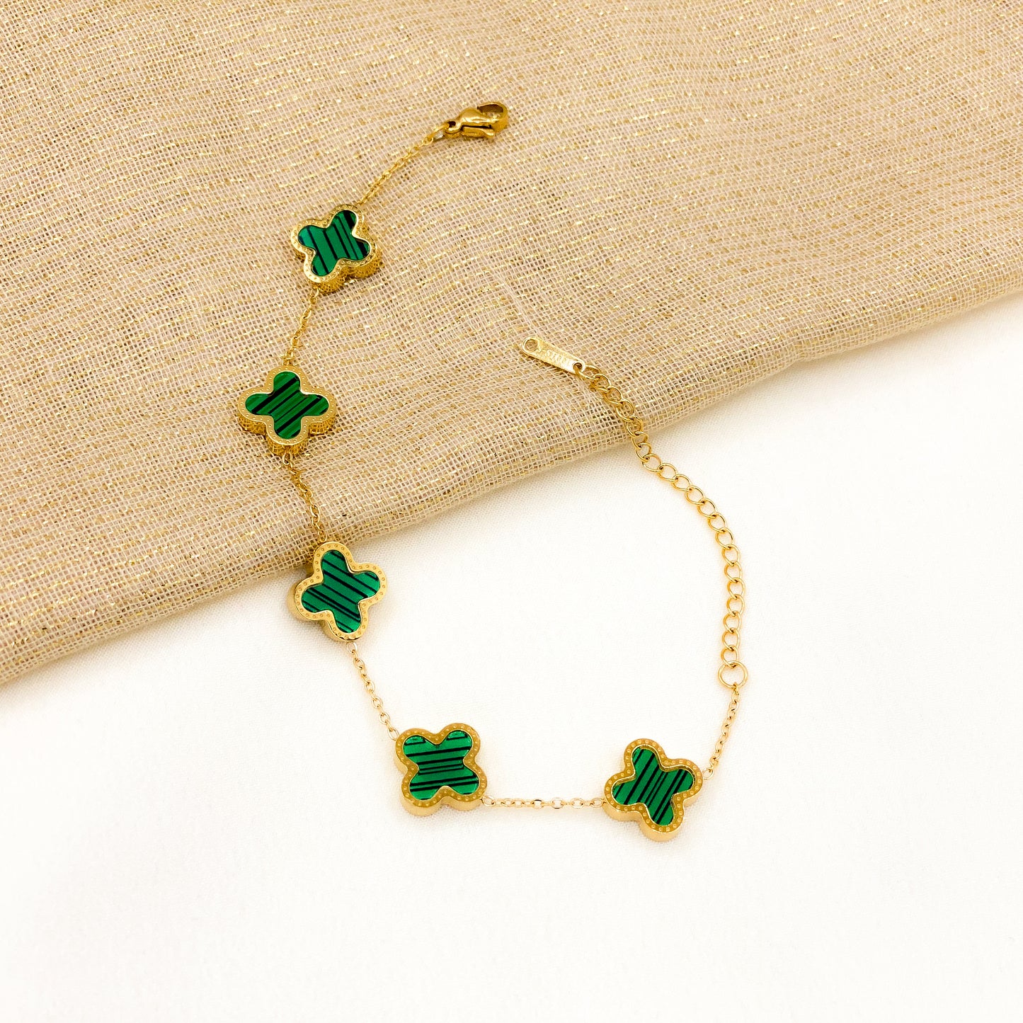 Four Leaf Clover Bracelet Green Amber Four Leaf Clover Bracelet Green Amber
