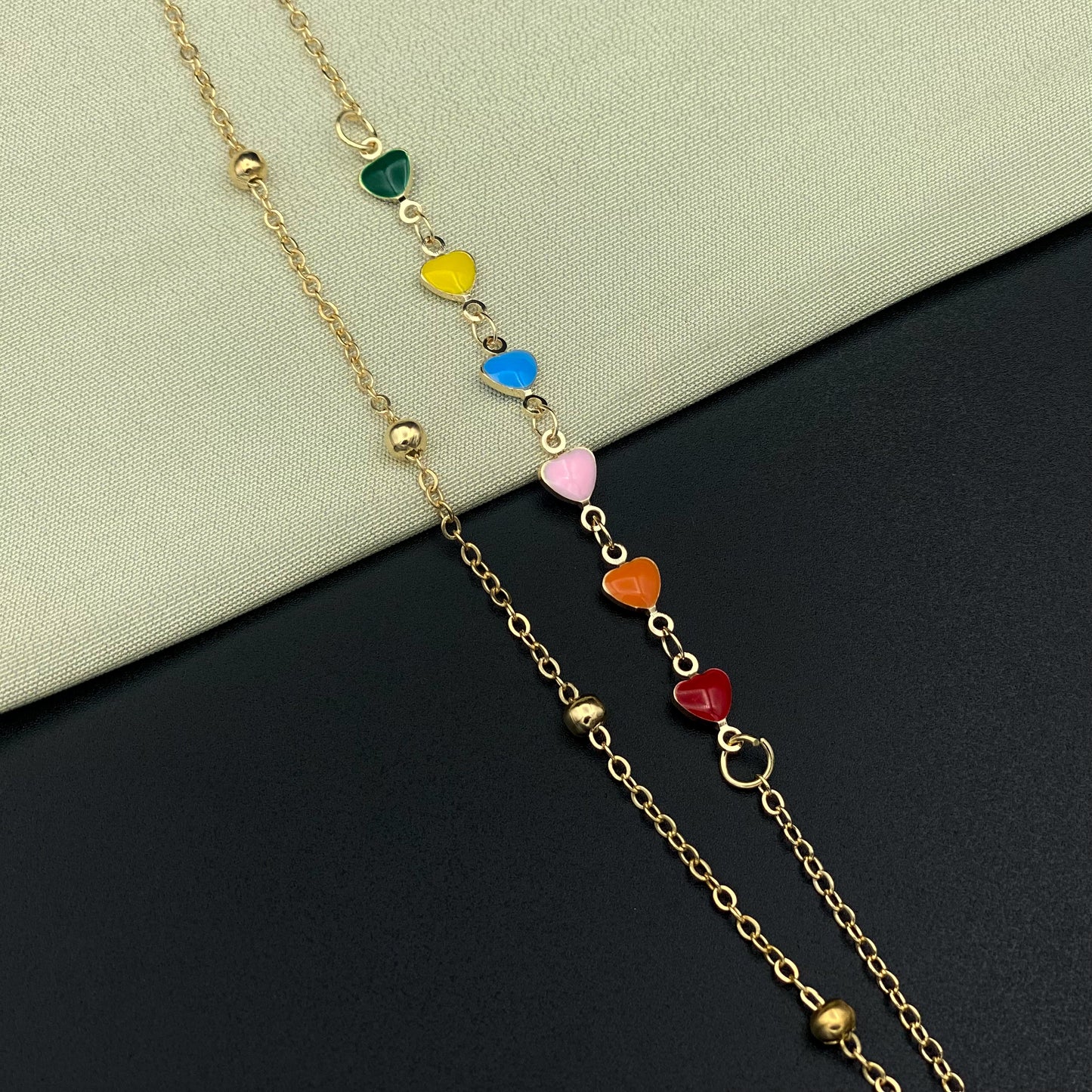 Colorful Heart Layered Anklet