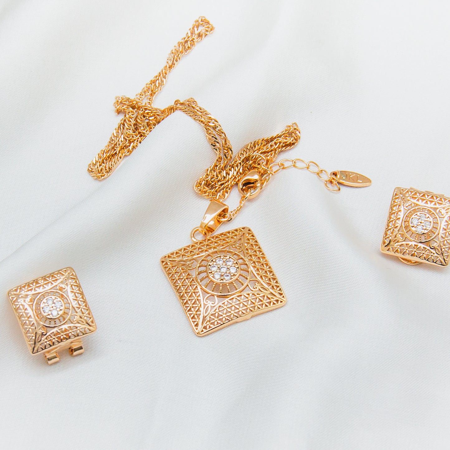 Square Gold Locket Set – Amber