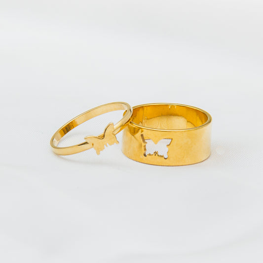 Butterfly Couple Rings - Gold