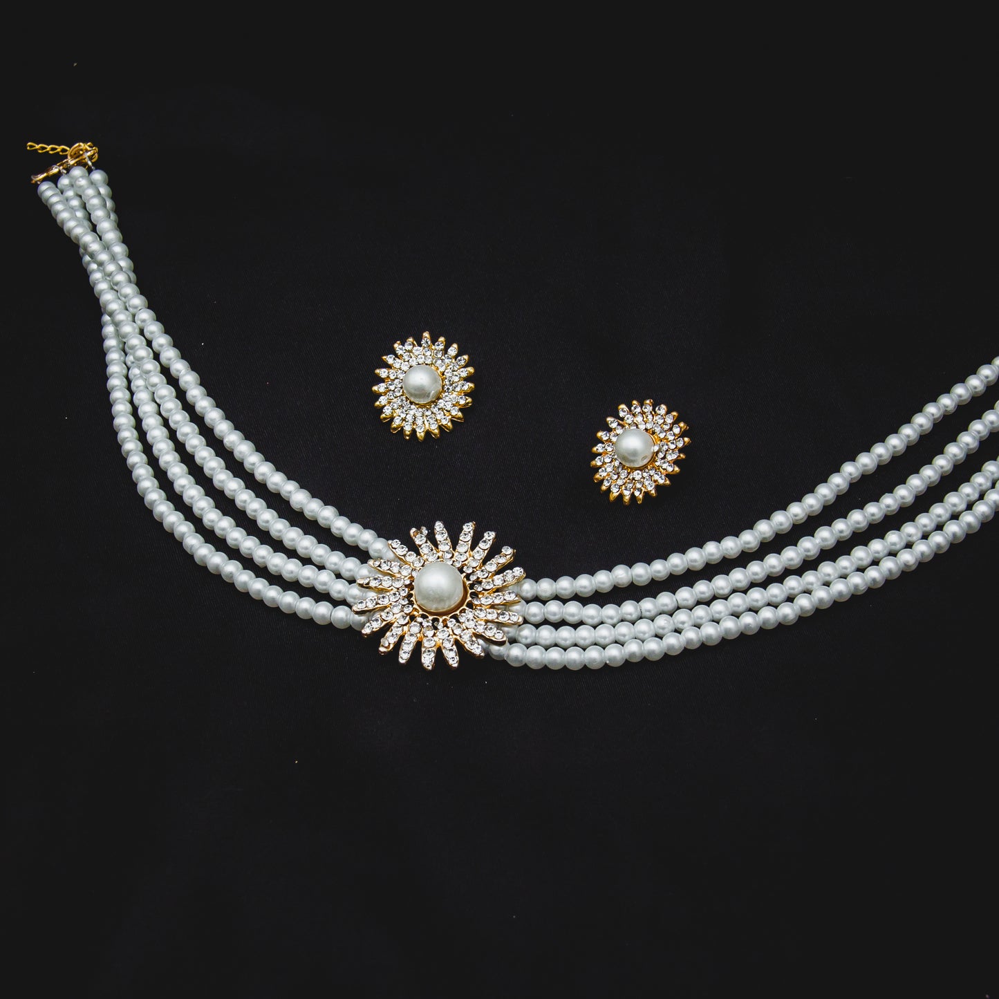 Star 4 Layered Necklace Set - Pearl White