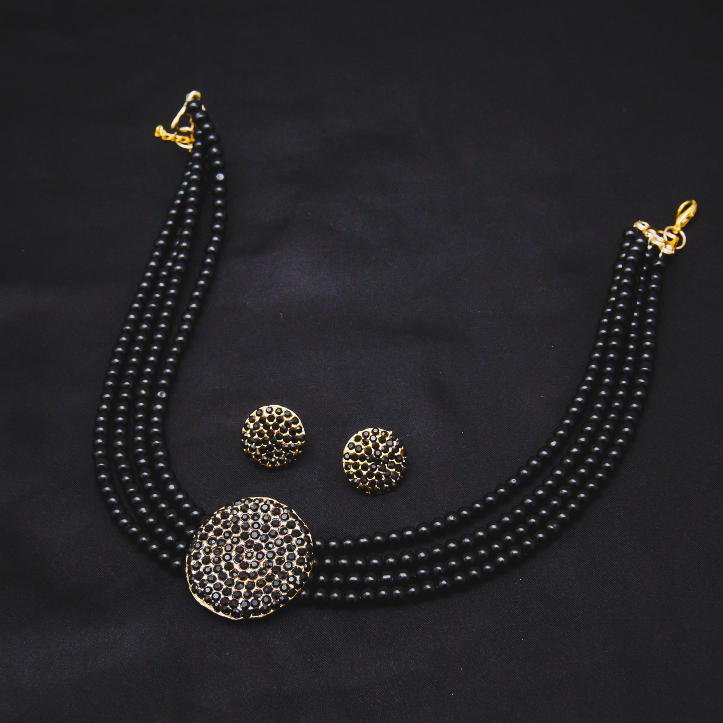 Round 4 Layered Necklace Set - Black