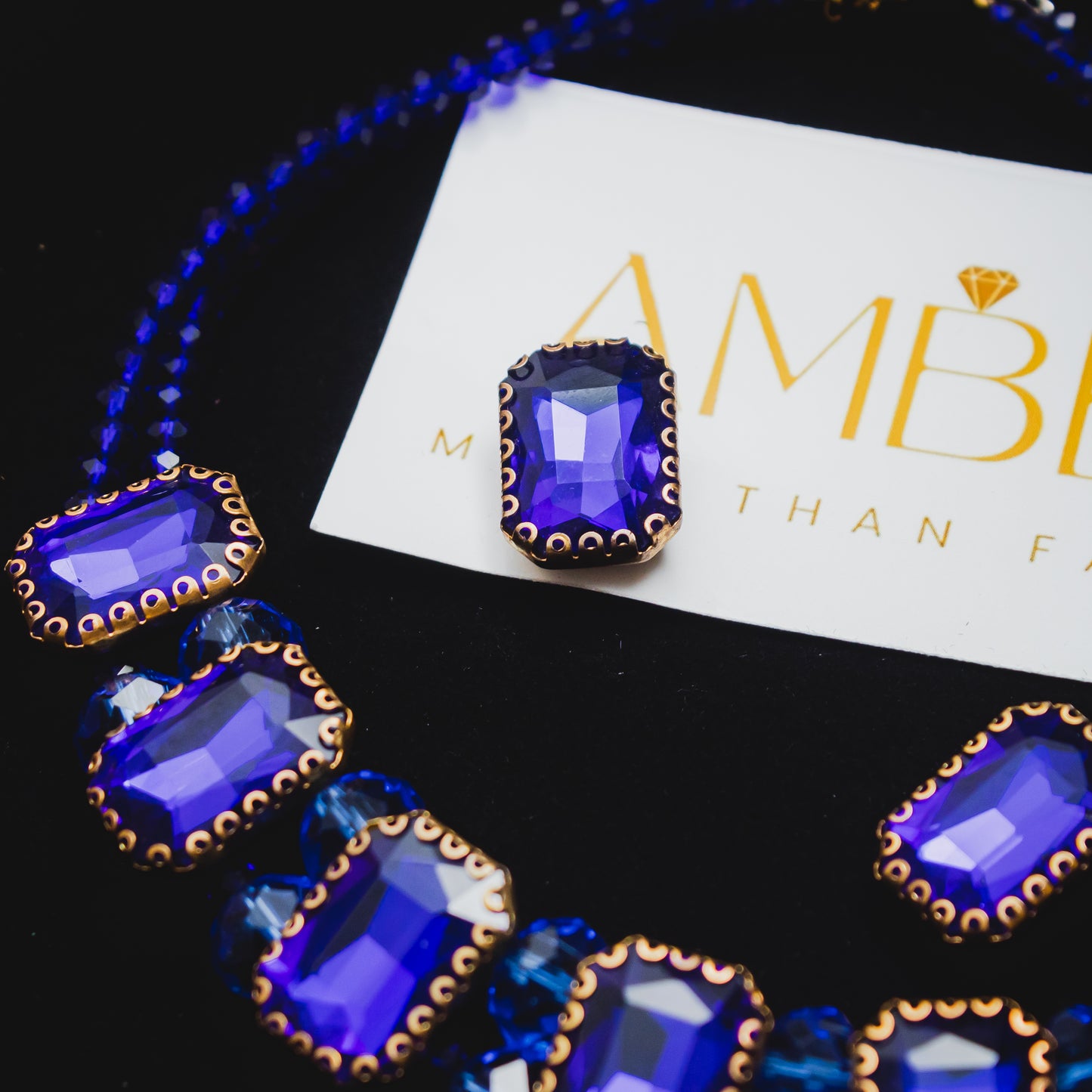 Aurora Crystal Necklace Set - Royal Blue
