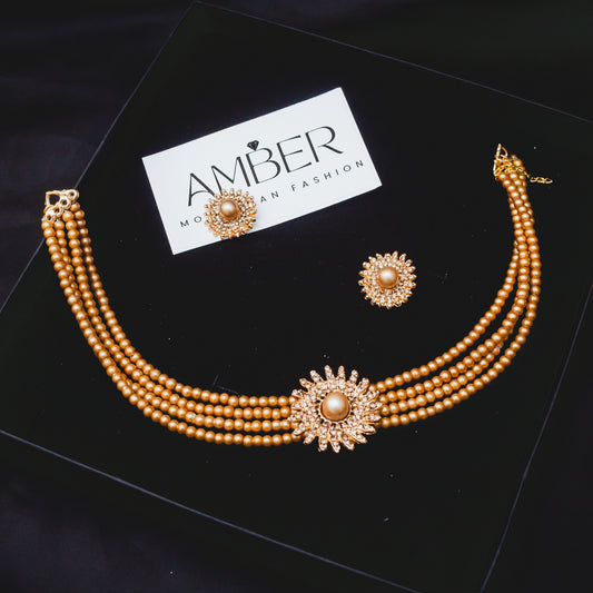 Star 4 Layered Necklace Set - Champagne